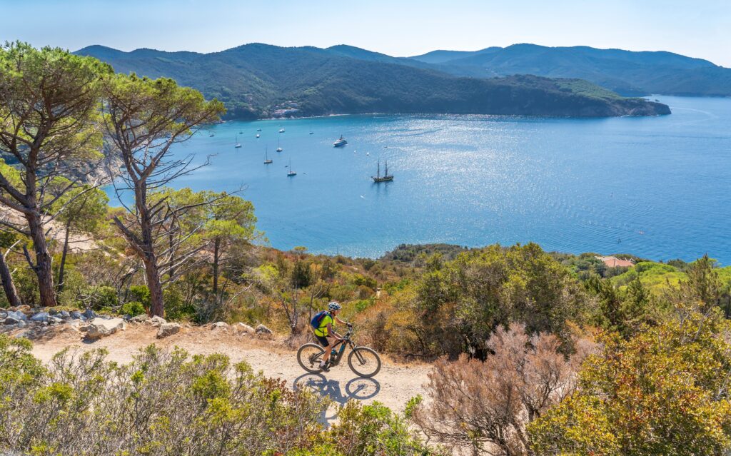 bicicletta con sfondo di mare in maremma